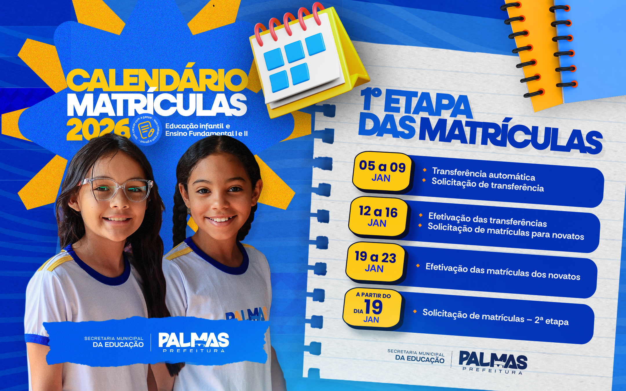 A partir de 12h desta segunda-feira, 5, os pais ou responsáveis já podem acessar o SIMPalmas para solicitar a transferência do aluno