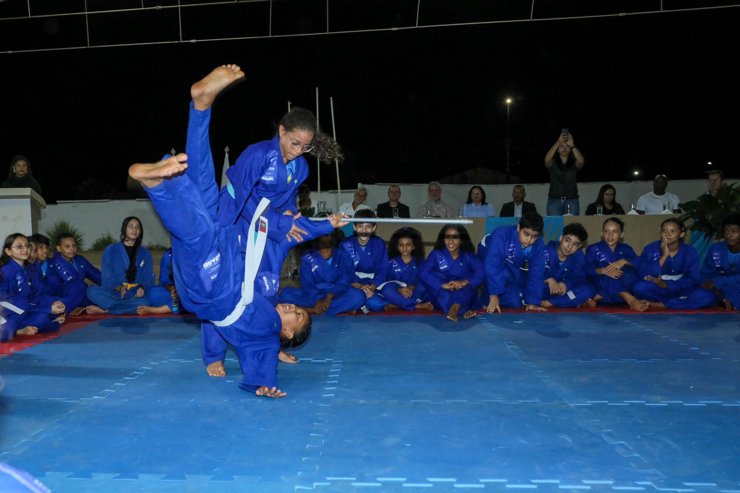 A solenidade contou com uma demonstração de quedas, golpes e simulação de disputa de judô - Edu Fortes/Secom Palmas
