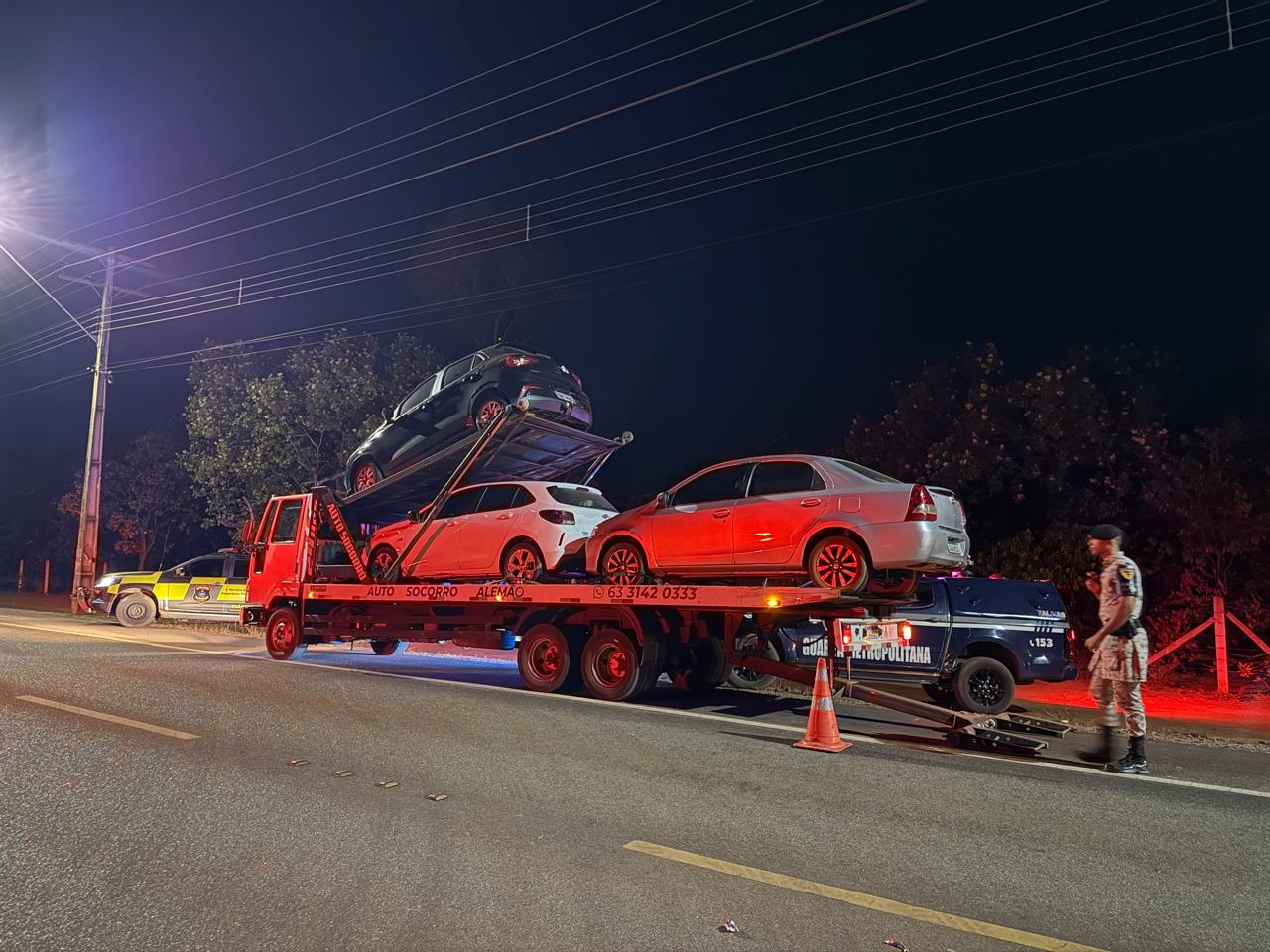 Veículos removidos durante a operação