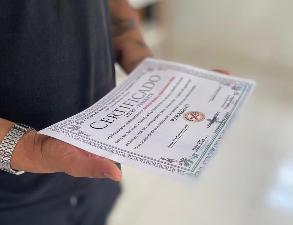 Certificação para quem parou de fumar aconteceu na manhã desta terça-feira, 9