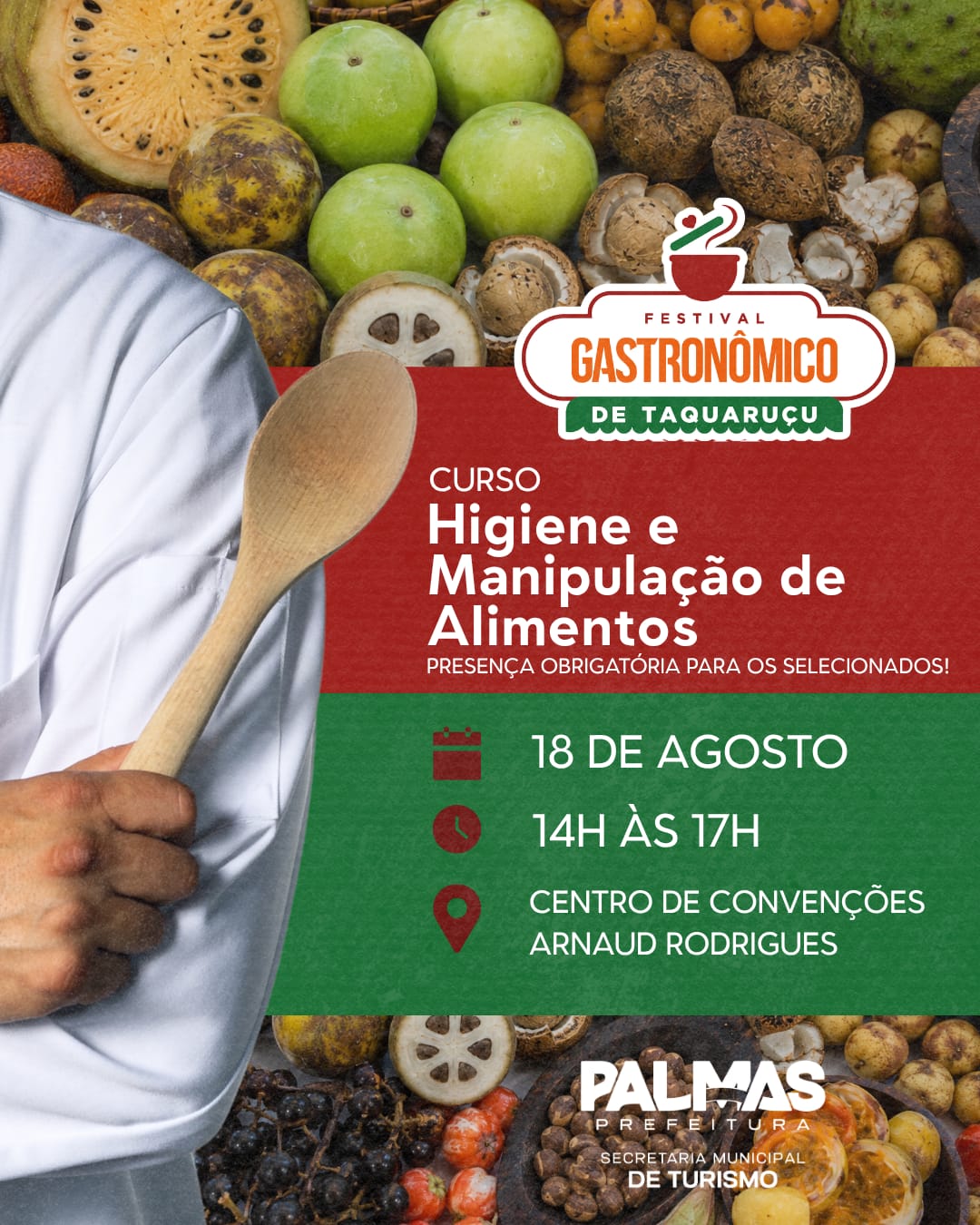 Aprovados para o Festival Gastronômico de Taquaruçu são convocados para cursos obrigatórios nesta terça, 18,  e quarta, 19