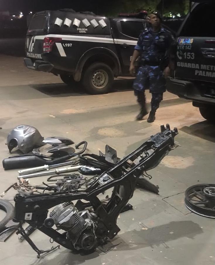 Guarda Metropolitana de Palmas recupera peças de motocicleta furtada e conduz envolvidos à Polícia Civil