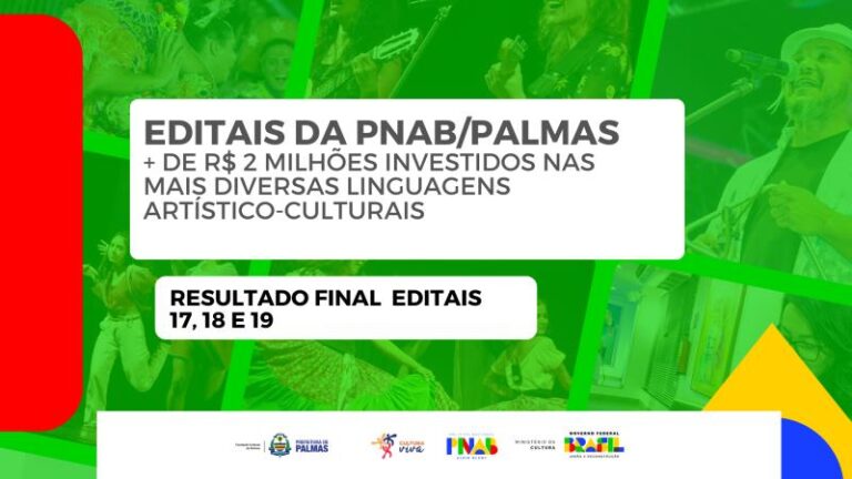 Fundação Cultural de Palmas publica resultado final dos editais 17, 18 e 19 da Política Nacional Aldir Blanc